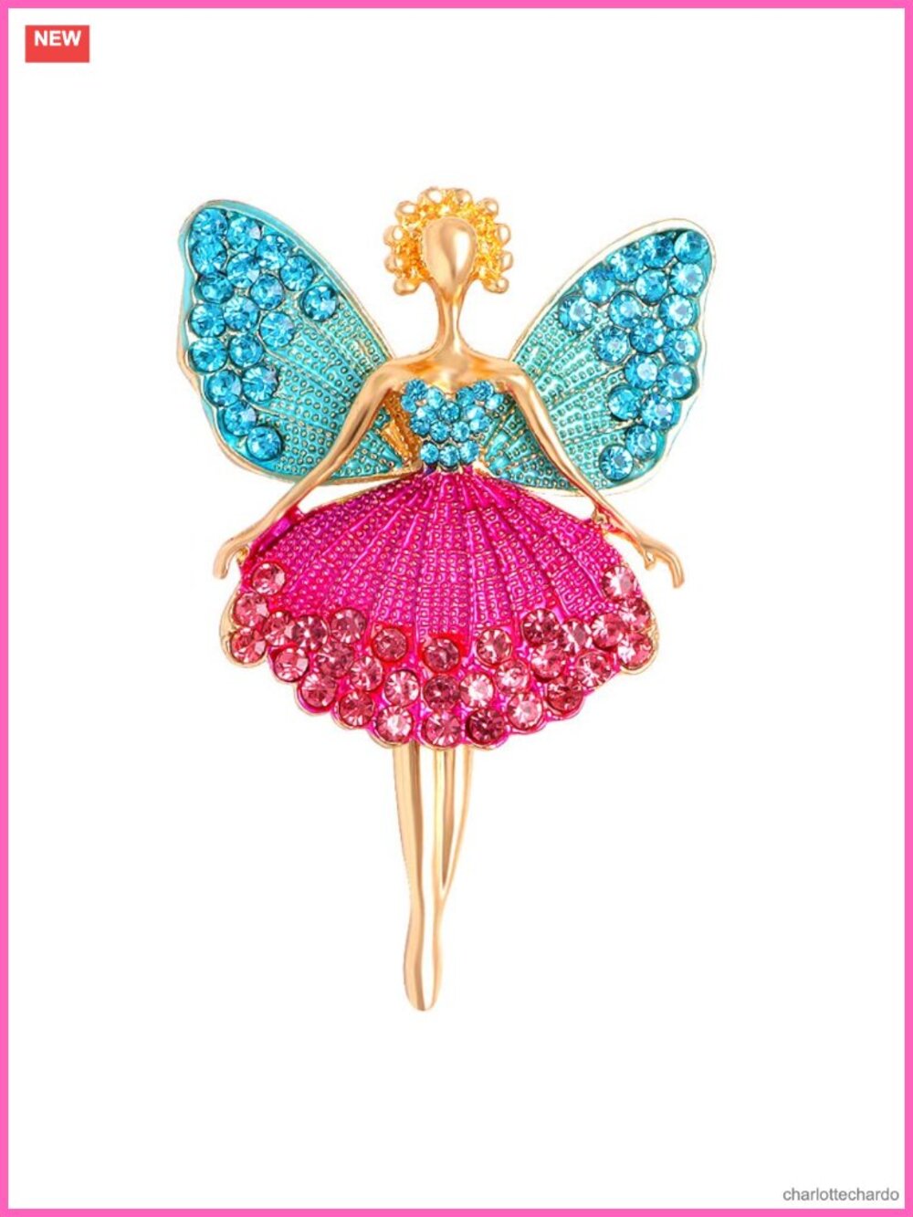 Rhinestone Ballerina Brooch Gold Tone Pin Dancer Jewelry Gift